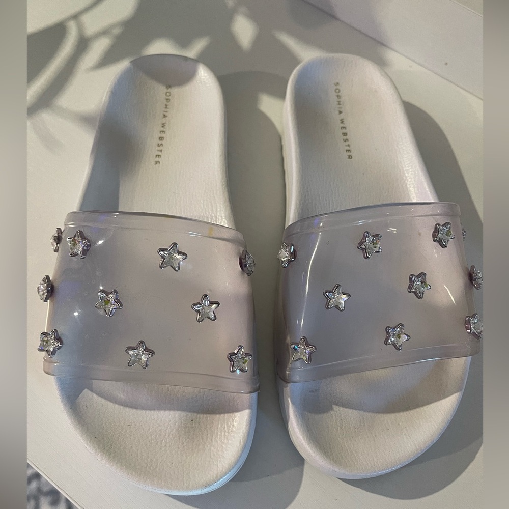 19. Sophia Webster Dina Gem Star Shaped Pool Slide Sandals. Size 36, US 5.